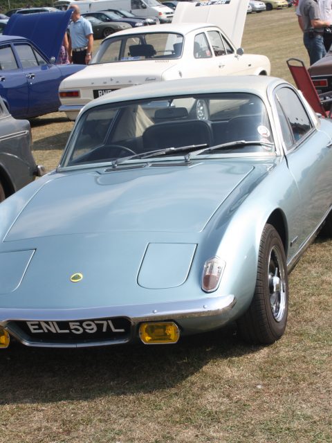 Gosporteers Motor Show Rally Stokes Bay Gosport Hants Silver Sports Car and Cortinas in the background 26th August 2013 by Thomas Newton