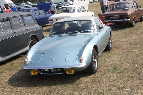 Gosporteers Motor Show Rally Stokes Bay Gosport Hants Silver Sports Car and Cortinas in the background 26th August 2013 by Thomas Newton