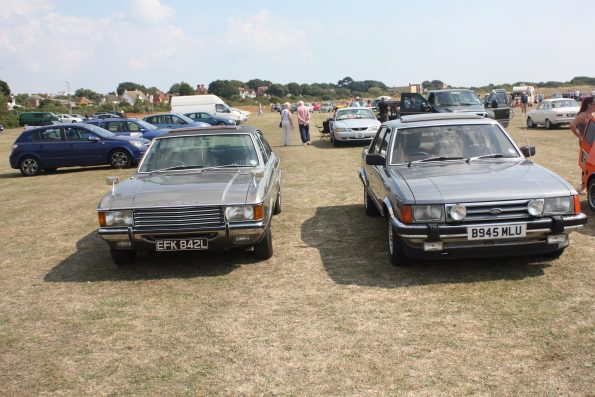 Gosporteers Motor Show Car Rally Stokes Bay Gosport Hants Silver Fords and view East 26th August 2013 by Thomas Newton