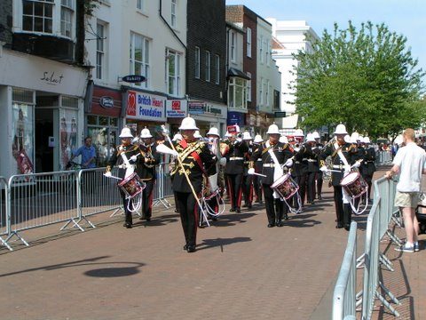 Royal Marine Band March Down High St Gosport Hants distance Falklands 3rd June 2007-By Adrian Newton