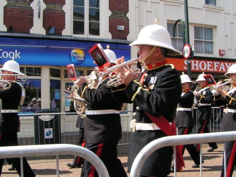 Royal Marine Band March Down High St Gosport Hants close Falklands 3rd June 2007-By Adrian Newton