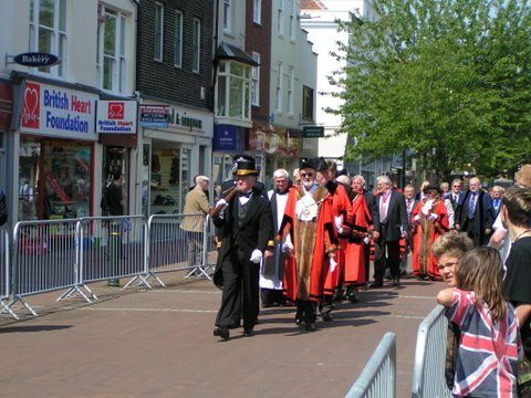 Mayor and Councilors March Down High St Gosport Hants Falklands 3rd June 2007 - By Adrian Newton