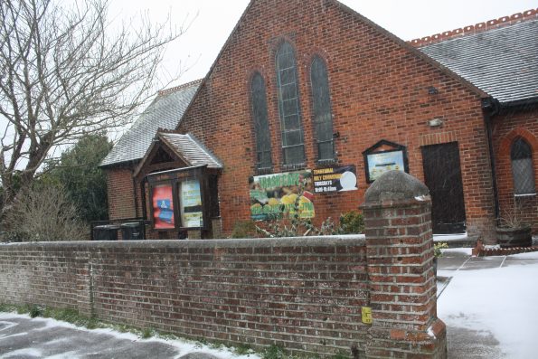 Snow in Gosport Hampshire St Faith Church Tribe Road 1st March 2018 by T Newton