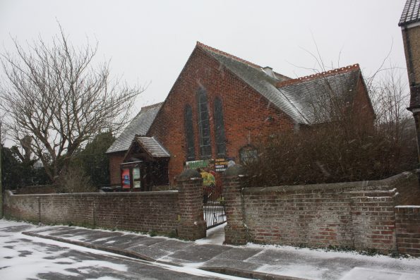 Snow in Gosport Hampshire St Faith Church Tribe Road 1st March 2018 by T Newton